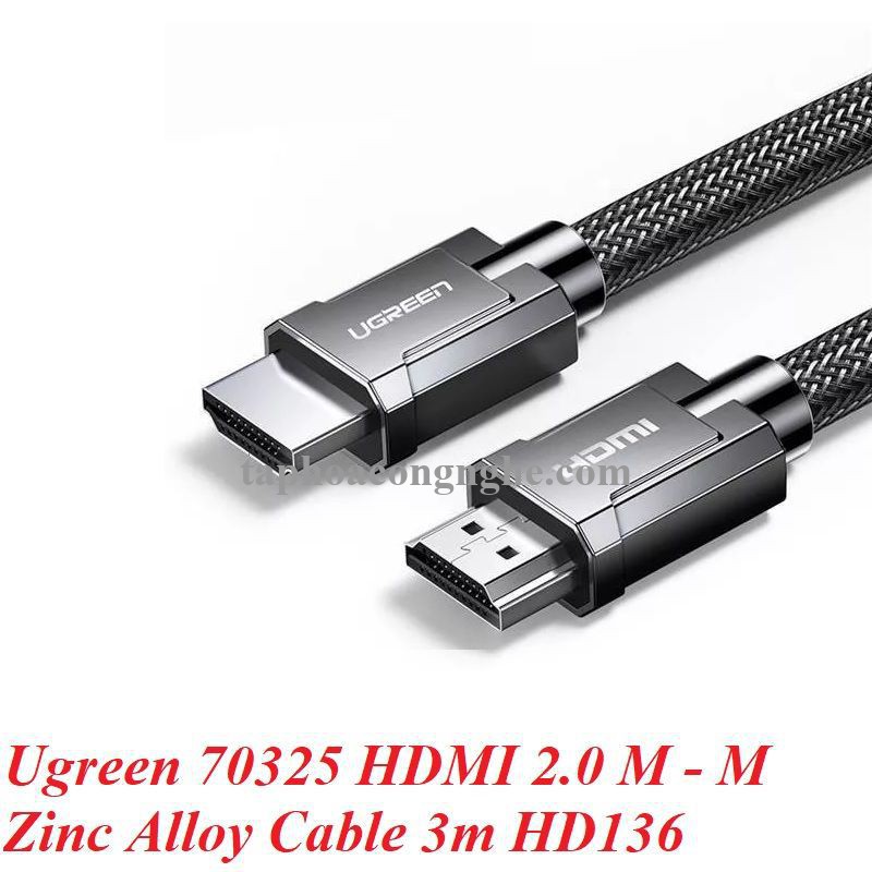 Ugreen 70325 3M 2.0 4K 60Hz 18Gbps màu đen Cáp HDMI chống nhiễu độ phân giải Cao HD136 30070325